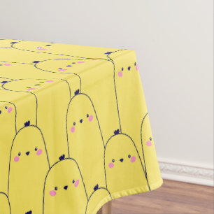 Toalha De Mesa Pintinho Amarelo e Padrão de Coelhinho Cute com Ca