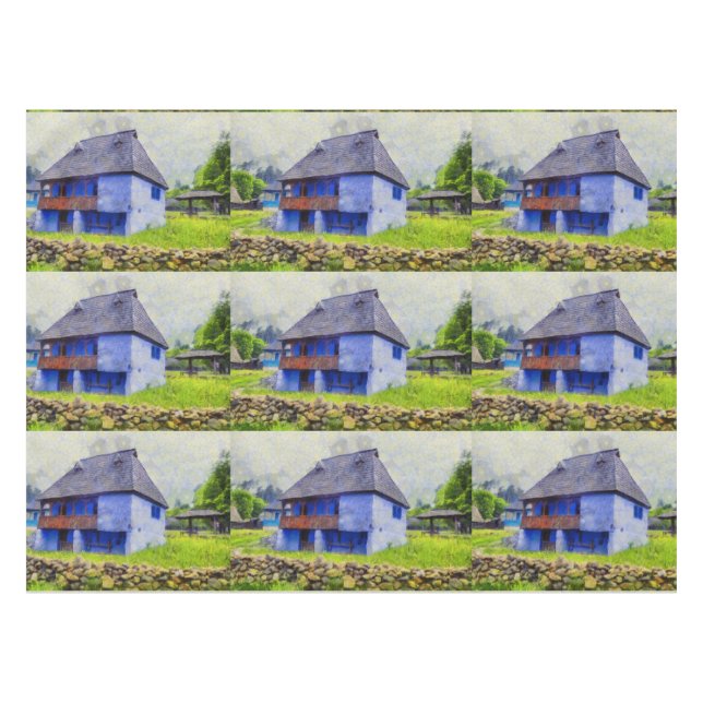 Toalha De Mesa Pintura da casa azul (Frente (Horizontal))