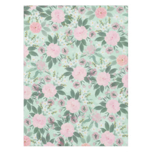 Toalha De Mesa Pintura de Aquarela Floral Verde Elegante