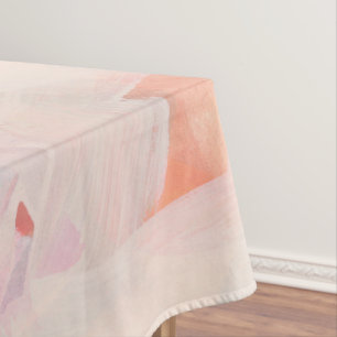 Toalha De Mesa Pintura em Arte Abstrata Rosa e Coral com Texto Pe