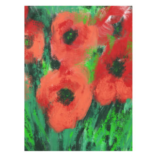 Toalha De Mesa Pintura Floral de Papoulas Vermelhas Abstratas