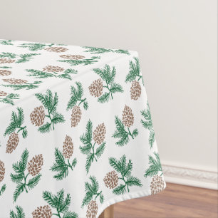 Toalha De Mesa Pinus verdes com férias de pinecones castanhos