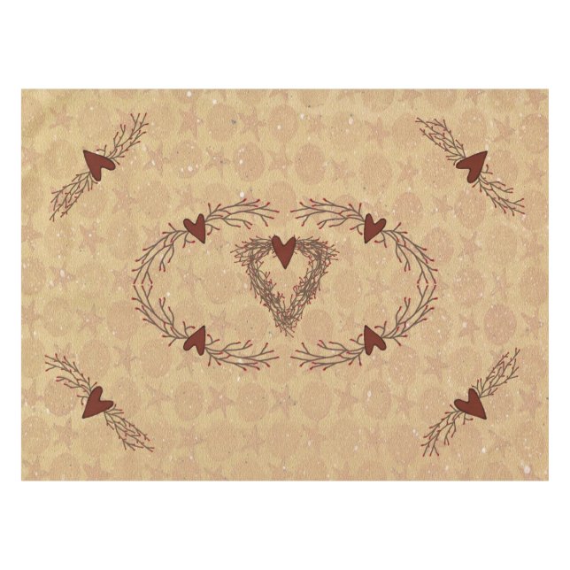 Toalha De Mesa Pip Berry Heart Tablecloth Primitivo (Frente (Horizontal))
