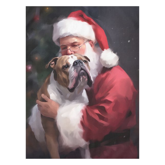 Toalha De Mesa Pitbull com Papai Noel Natal Festivo (Frente)