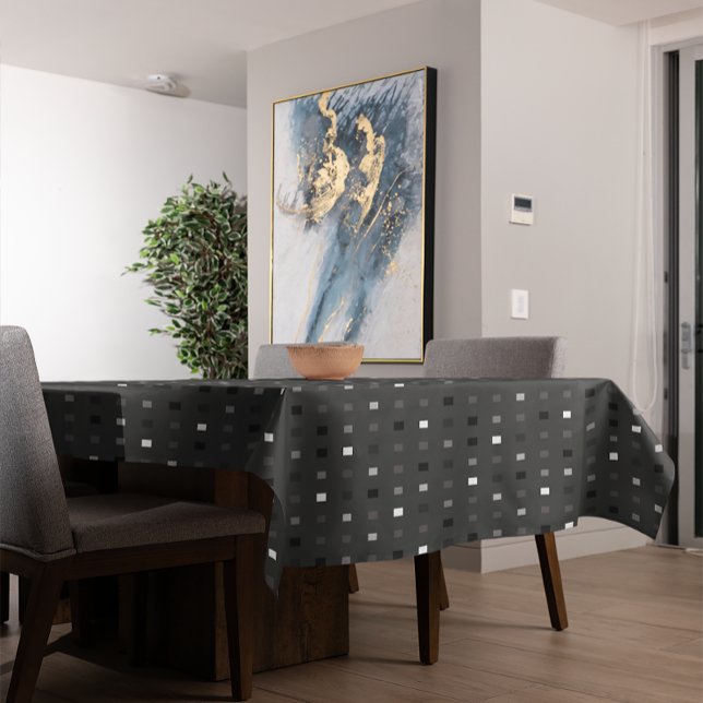 Toalha De Mesa Pixels Reprodução Verificar Padrão Preto da Cinza (Criador carregado)
