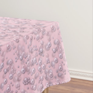 Toalha De Mesa Placas de pérolas brancas-rosadas em veludo rosa