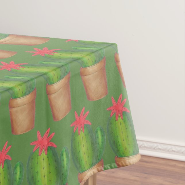Toalha De Mesa Planta De Flor De Jardim De Cactus Verde (Posição Original)