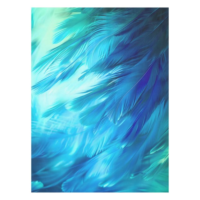 Toalha De Mesa Pluma Abstrata Azul Verde (Frente)