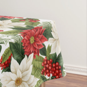 Toalha De Mesa Poinsettia de Natal – Design Floral de Feriado