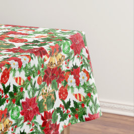 Toalha De Mesa Poinsettia Dourada Floral Natal