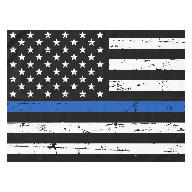 Toalha De Mesa Polícia de Bandeira Americana de Linha Azul Thin (Frente (Horizontal))