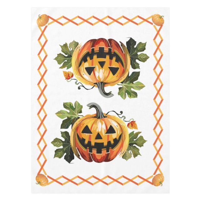 Toalha De Mesa Pomar de Abóboras de Halloween  (Frente)