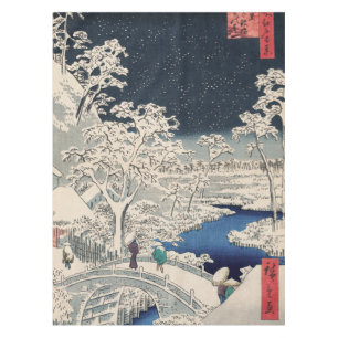 Toalha De Mesa Ponte do tambor na neve Vintage na arte ukiyo-e ja