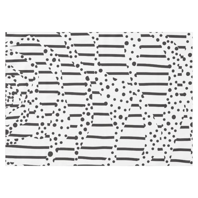 Toalha De Mesa Pontos e tiras 2 a preto e branco (Frente (Horizontal))