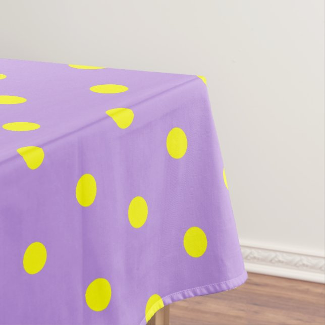 Toalha De Mesa Pontos Polka Amarelo Roxo (Posição Original)