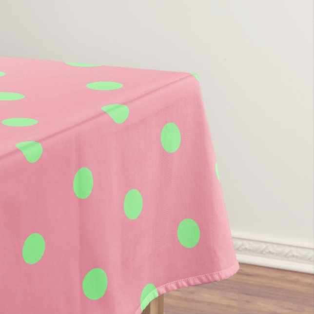 Toalha De Mesa Pontos Polka Verde Rosa (Posição Original)
