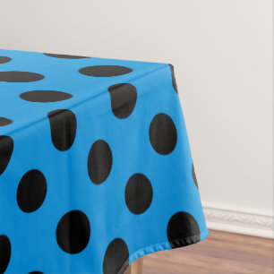 Toalha De Mesa Pontos pretos em azul celeste