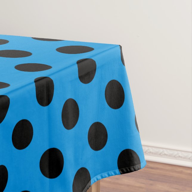 Toalha De Mesa Pontos pretos em azul celeste (Posição Original)
