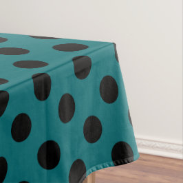 Toalha De Mesa Pontos pretos em azul turquesa