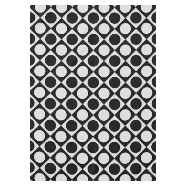 Toalha De Mesa Pontos & quadrados / branco preto + suas ideias (Frente)