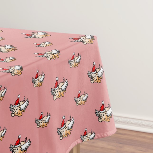 Toalha de Mesa Porco Voador de Natal (Posição Original)