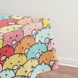 Toalha De Mesa Porcos Coloridos Engraçados E Bons Padrões