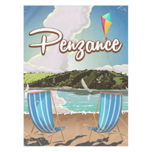 Toalha De Mesa poster de viagens de praia Penzance UK Vintage