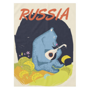 Toalha De Mesa Poster de viagens do urso de Rússia do vintage