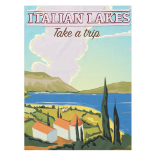 Toalha De Mesa Poster italiano das viagens vintage dos lagos