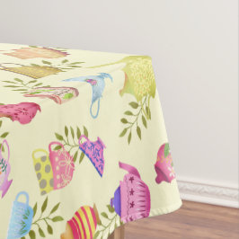 Toalha De Mesa Potes de chá e Copas Amarelo