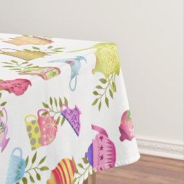 Toalha De Mesa Potes de chá e janelas brancas