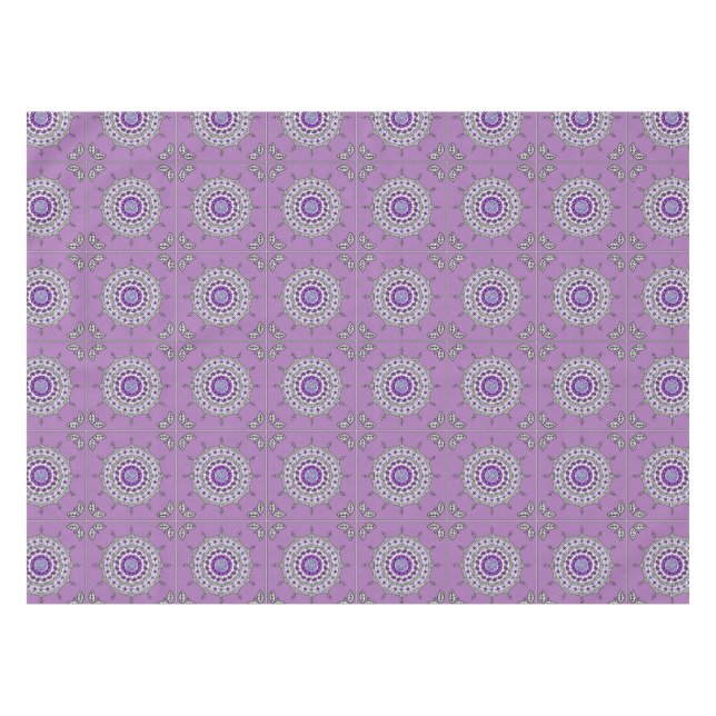Toalha de Mesa Prateada Mehndi Fantasia (Frente (Horizontal))