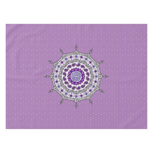 Toalha de Mesa Prateada Mehndi Fantasy (Frente (Horizontal))