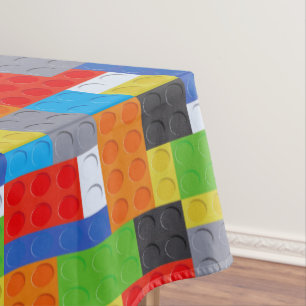 Toalha De Mesa Prédio de algodão verde-vermelho-azul-esverdeado