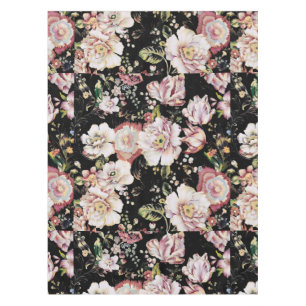 Toalha De Mesa Preppy bohemian country girchic black floral