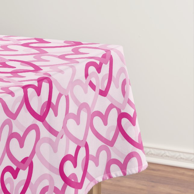 Toalha De Mesa Preppy Hearts Pink (Posição Original)
