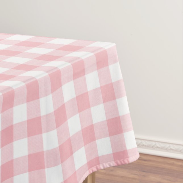 Toalha De Mesa Preppy Pink e White Gingham (Posição Original)