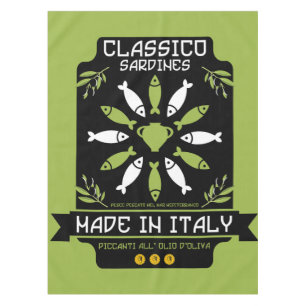 Toalha De Mesa Presente italiano de Impressão de Arte Sardine