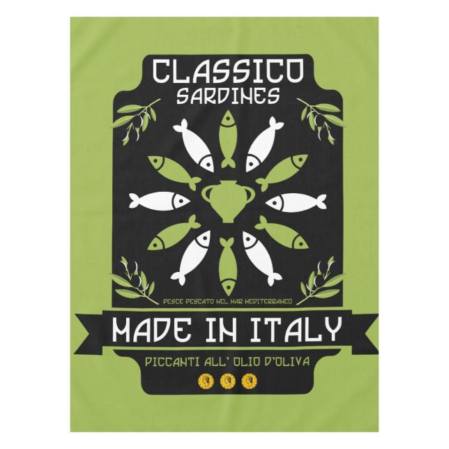 Toalha De Mesa Presente italiano de Impressão de Arte Sardine (Frente)