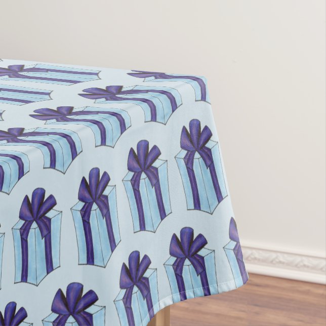 Toalha De Mesa Presente no Natal de Púrpura Azul (Posição Original)