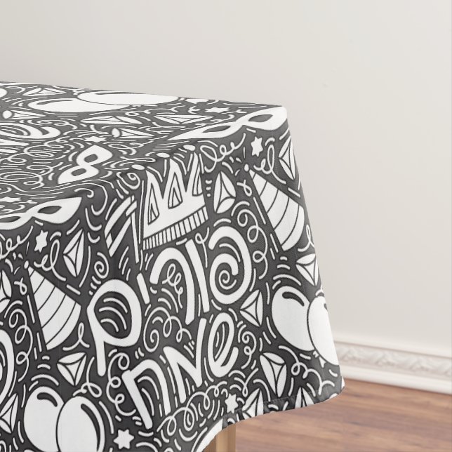 Toalha de mesa preta e branca de Purim (Posição Original)