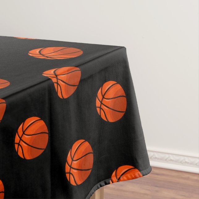 Toalha de mesa preta temática de esportes de basqu (Posição Original)