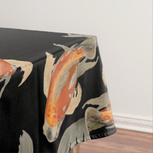 Toalha De Mesa Preto dos peixes de Koi
