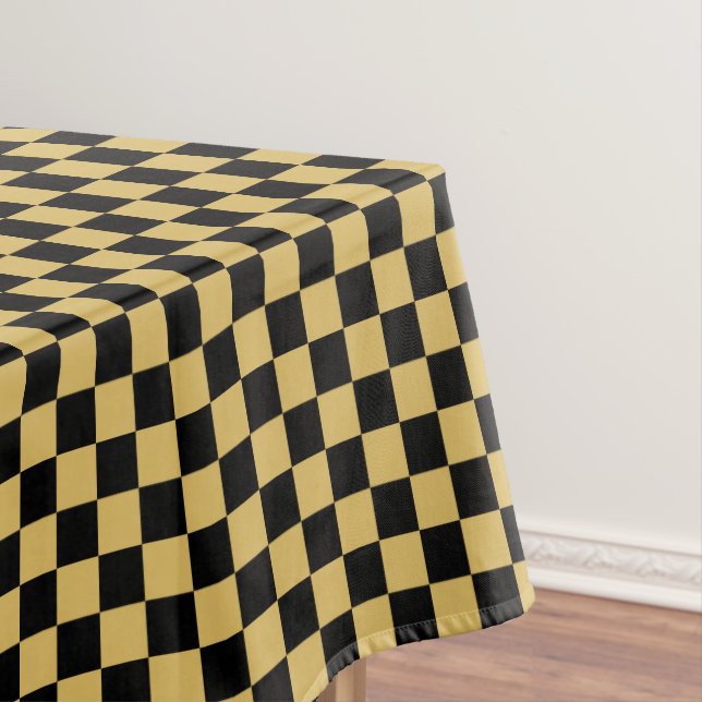 Toalha De Mesa Preto e Amarelo Misturado Verificado (Posição Original)