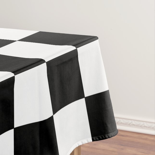 Toalha De Mesa Preto e branco Checkered (Posição Original)