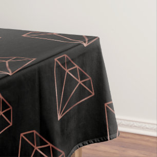 Toalha De Mesa preto elegante e claro rosa de diamante de ouro pr