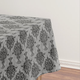 Toalha De Mesa Preto gótico do damasco em cinzas