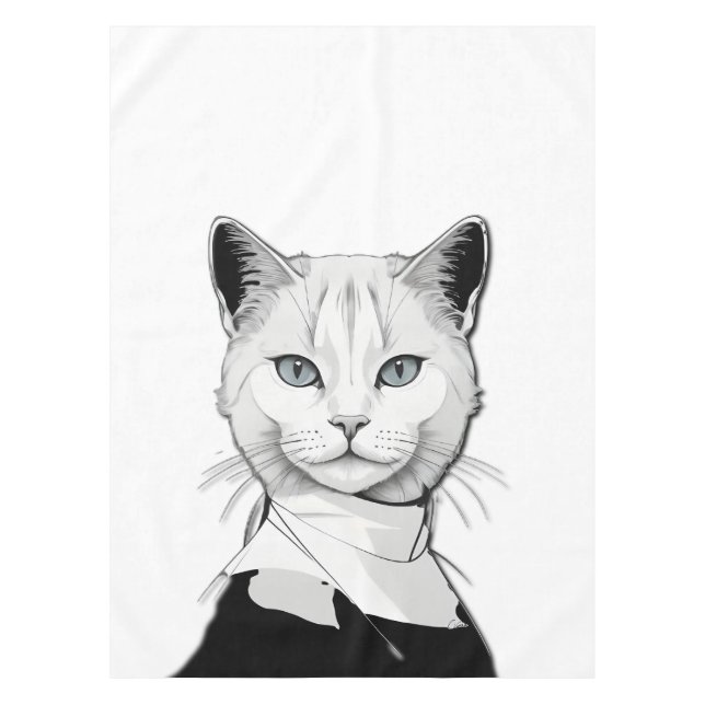 Toalha De Mesa Preto Místico e Branco Gato de Salem (Frente)