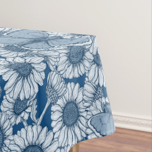 Toalha De Mesa Primavera azul, flores silvestres, margaridas