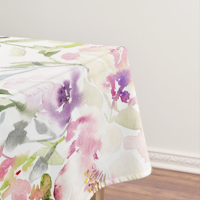 Toalha De Mesa Primavera floral expressivo de aquarelas (Posição Original)